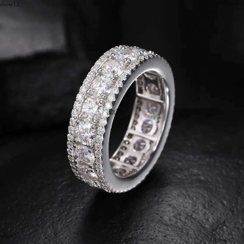 Mens Unisex Sterg Sier Wedding Engagement Ring Top Icy Fine Jewelry VVS D Color Moissanite Dia Gold Parties