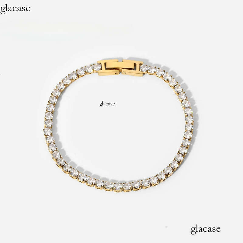 Accessories Women Jewelry Gold Plated Waterproof Stainless Steel Iced Out Chain Moissanite Tennis Bracelet 81
