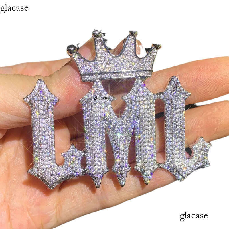 DIY Custom A-Z Burr Letters Name Pendant Necklace TopBling 5A Zircon Crown Clasp Jewelry d3