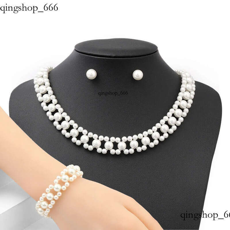 Womens Pearl Necklace Cubic Zirconia Dubai Dinner Set Party Engagement Handmade Jewelry Accessories b5