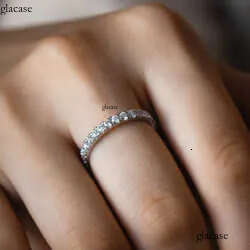 Popular Gold Plated 2mm 3mm Sterling Sier Eternity Moissanite Band Ring 76