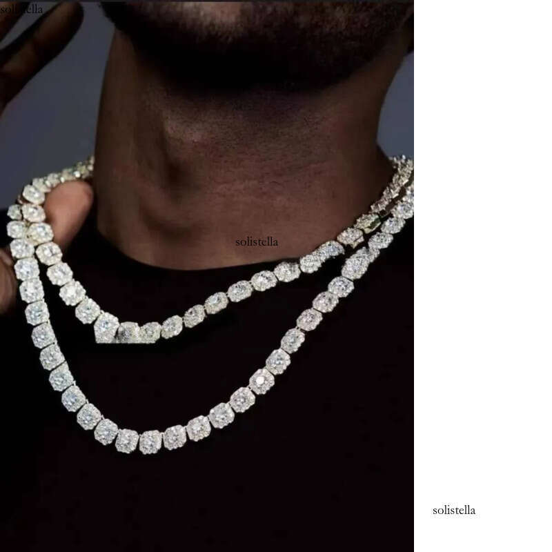 Necklace bracelet Moissanite Dia Custom Vvs Cuban Link S Sier 10mm Large Tennis Chain Solid Back Hiphop 5b