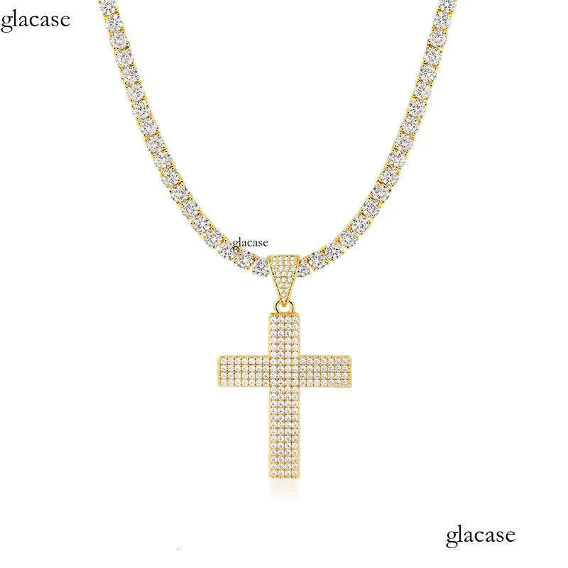 Hip Hop Full 5A Zircon Cross Pendant with TopBling Tennis Chain Men Jewelry Gift c5