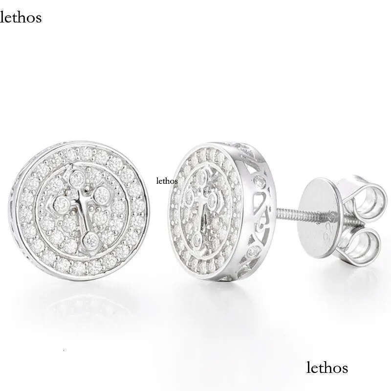 Top Selg Pass Dia Tester Fine Jewelry Sier Cross VVS Moissanite Stud Earrings for Men Women Gift 0a