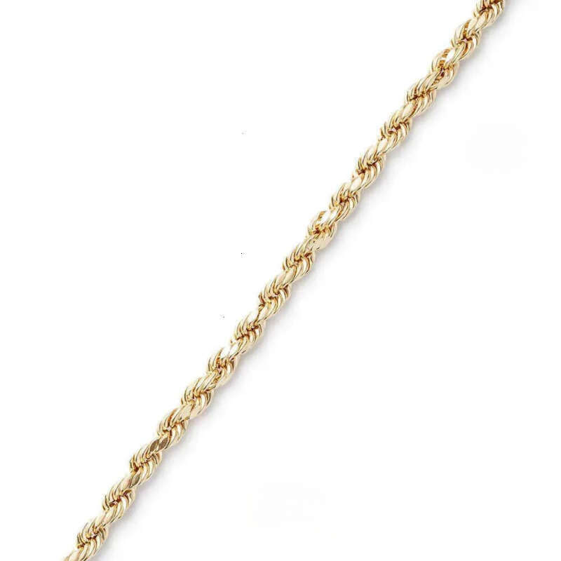 Real 10K 14K Solid Gold Rope Chains For Men Hip Hop Necklace