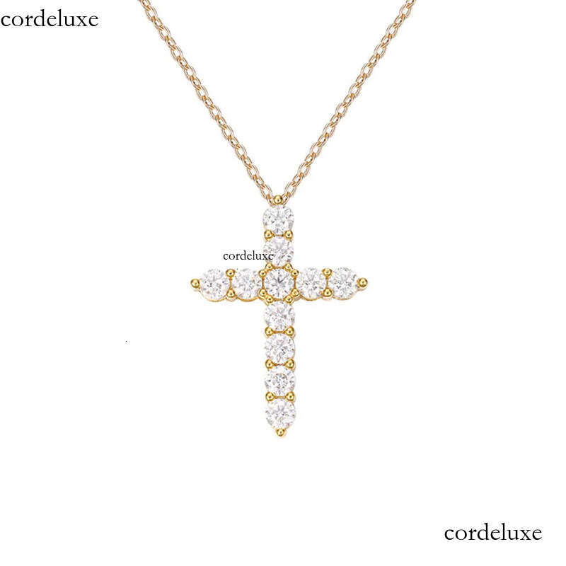 2023 New Pass Dias Tester VVS Initial Mossanite Pendant Dia Cross Fine Jewelry Necklaces Moissanite Sterling Sier c7