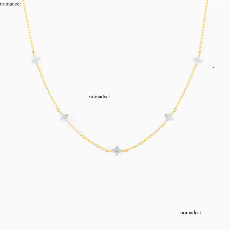Ins Simple Fashion Flower Pendant Jewelry White Rose Gold Fill Blue Sapphire CZ Dia Gemstones Party Women Clavicle Necklace For Mother Day Gift ce