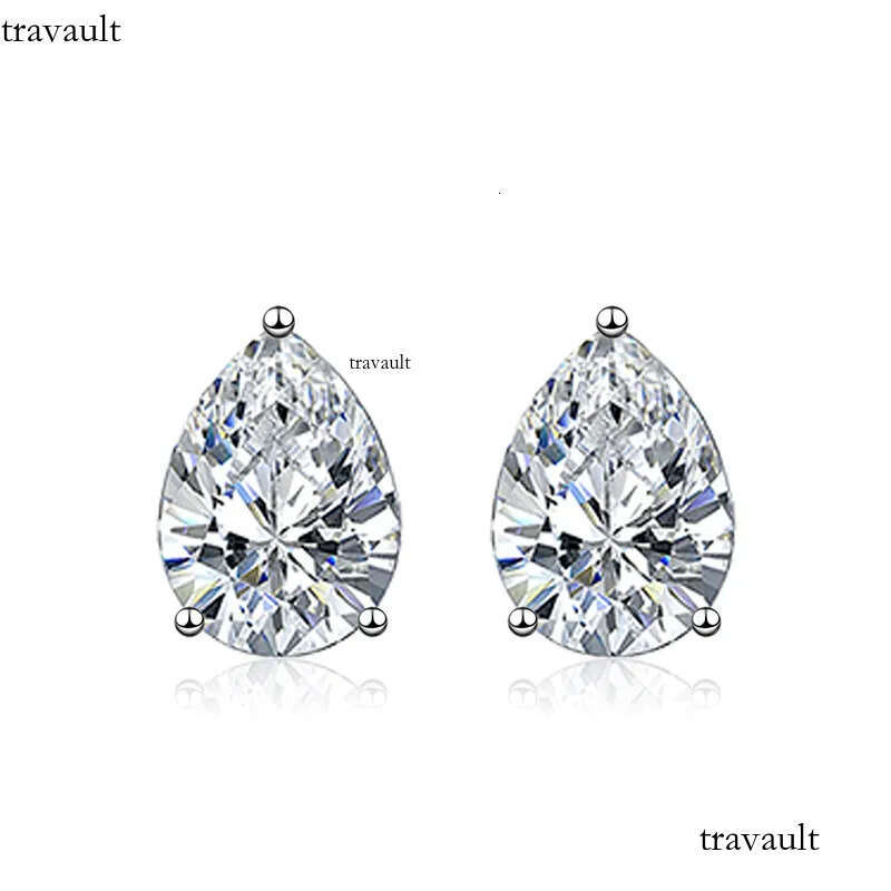 Rulalei Unique Brand Stud Earrings High Quality Jewelry Pure 100% Sterling Sier Water Drop Blue Moissanite Dia Party Women Wedding Earring Gift
