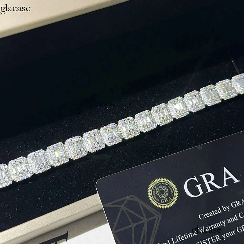 Sterling Sier Iced Out Dia Ready to Ship Vvs Moissanite Hip Hop Jewelry Tennis Bracelet 66