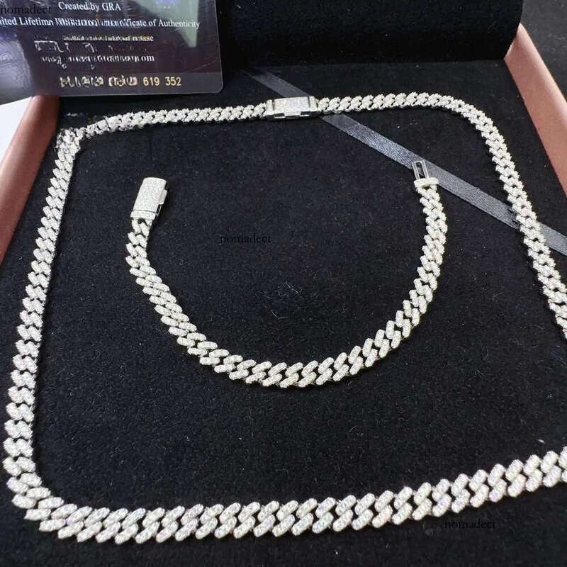 necklace sterling sier wholesale price iced out vvs moissanite dia jewelry hip hop cuban link chain 34