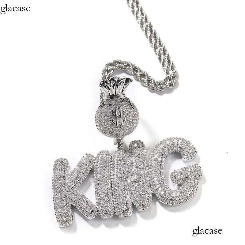 A-Z Custom Name Letters Pendant Necklaces Jewelry Dollar Symbol Buckle Clasp Full TopBling Zircon 47