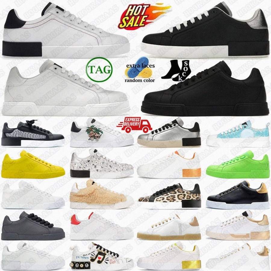 sneakers designer Portofino shoes mens shoe Classic Black Crown Patch Gold Metallic sneaker White Silver Strapped men women women Grey X2FP#