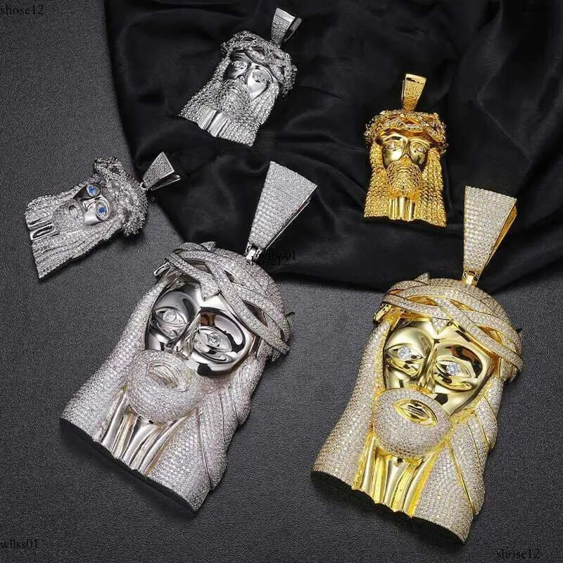 Pass Dia Tester VVS Moissanite Iced Out Jesus Head Face Pendant Bg Sterg Sier Big Piece Hip Hop Jewelry For Men