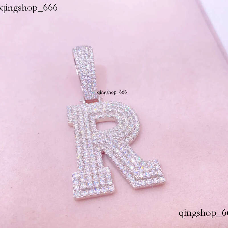 Vermeil Sterling Sier Necklace Hip Hop Fine Jewelry Iced Out VVS Moissanite Dia Initial Letters Pendant Necklaces Men 40