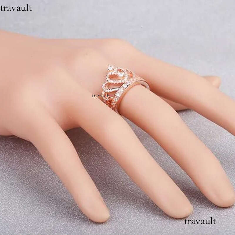 Classical Jewelry Crown Wedding Band Ring for Women Sterling Sier&Rose Gold Filled White Sapphire CZ Dia Finger Rings Gift