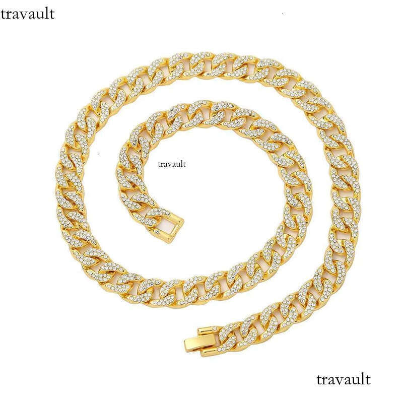 DHCollections Hip Hop for Men Bling Iced Out Cuban Link Chain Gold & Sier Plated Rhinestone Rapper Necklace Fashion Jewellery 18-24 Inch 1 Piece