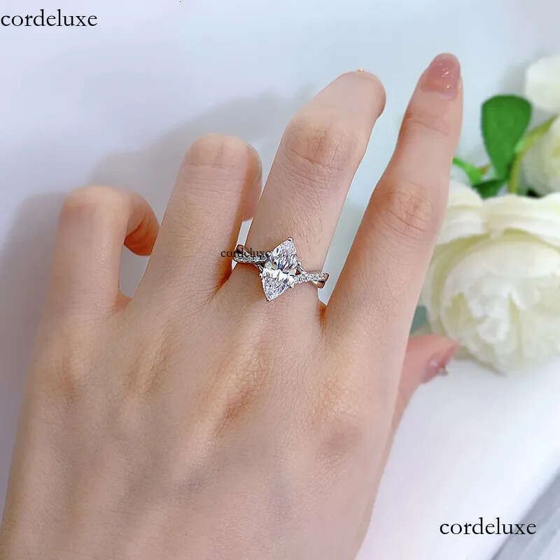 PANSYSEN 100% Sterling Sier Marquise Cut Simulated Moissanite Dia Wedding Engagement Ring Women Fine Jewelry Wholesale 04
