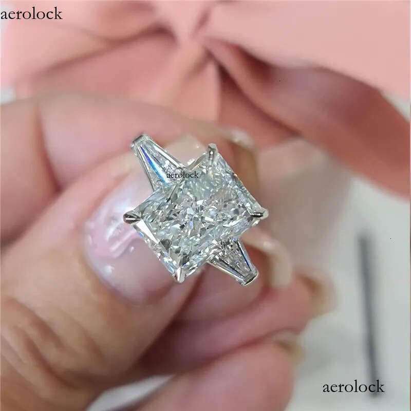 Jewelry 14K Solid Classical Engagement Rings For Women 3.0CT IGI Certificate Radiant Cut Lab Dia Wedding Two Baguette Real Gold Ring