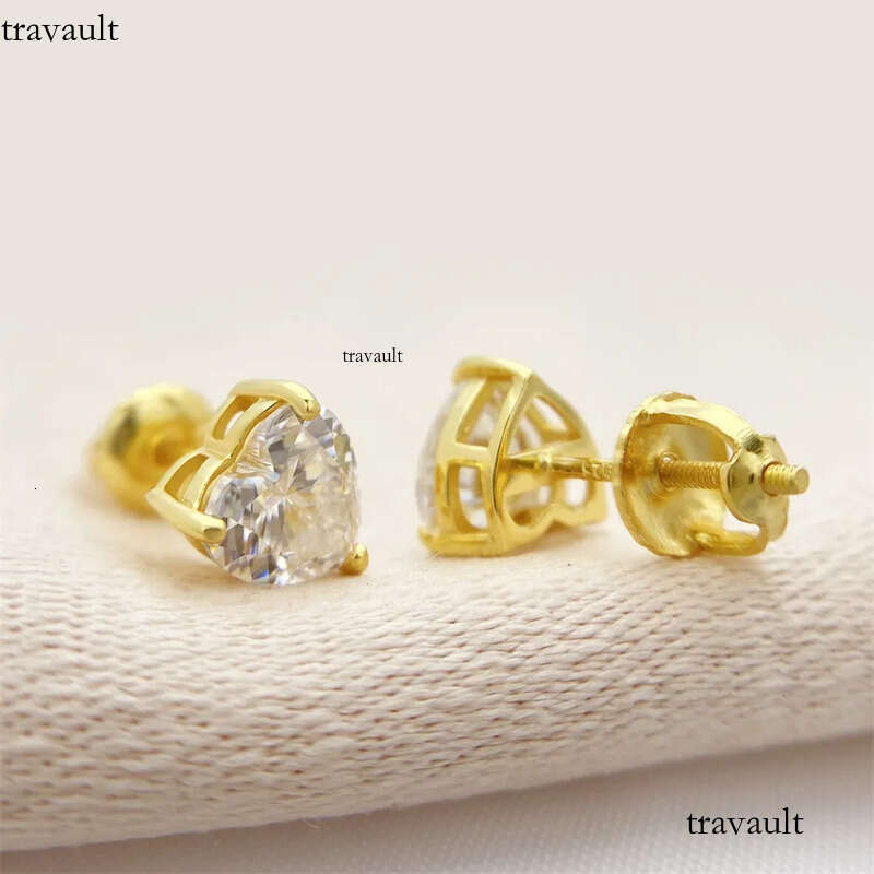 heart shaped cutting moissanite for women solid sterling sier stud earrings gold plated mens earring designer jewelry valentines day gift