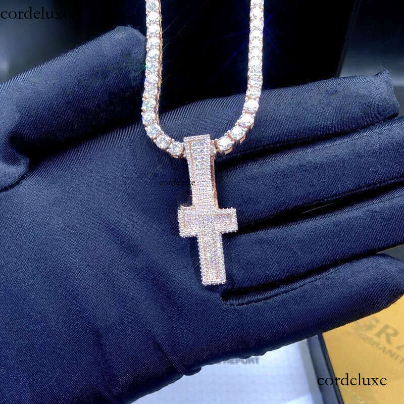 Sterling Sier VVS Jewelry Gold Iced Out Moissanite Ring Hip Hop Pass Dias Tester Pendant Cuban Link Chains High Quality Mens Gift c3