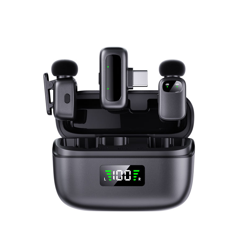 Wireless Lavalier Microphone 2 in 1 Super Mini Mic for Audio Video Recording Interview Tiktok Youtube Vlog Podcast Livestream Noise Reduction AI Voice