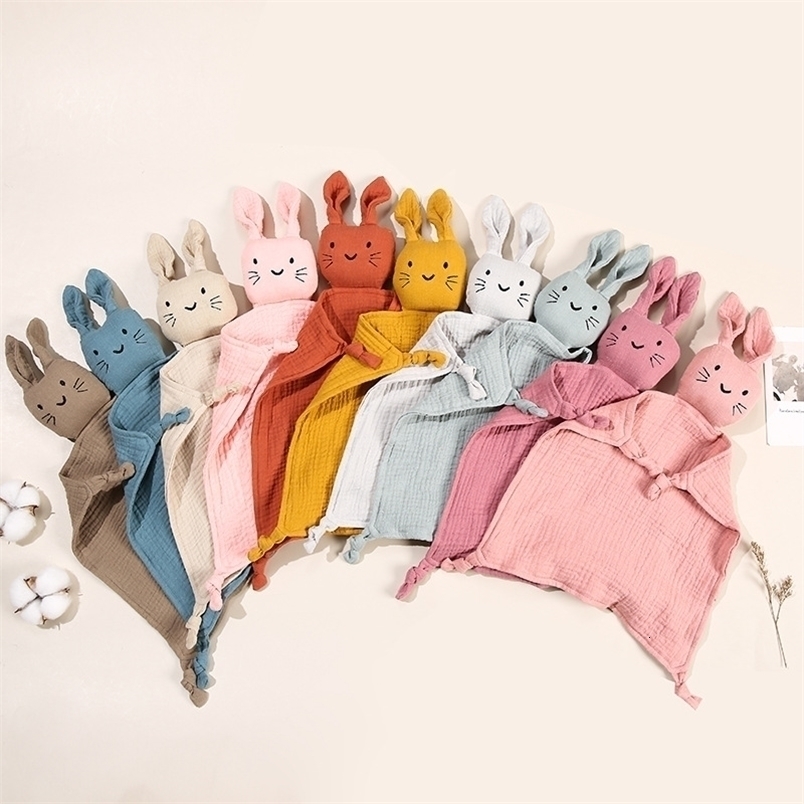 Blankets Swaddling Baby Cotton Muslin Comforter Blanket Soft born Sleeping Dolls Cute Cat Kids Sleep Toy Soothe Appease Towel Bibs Saliva Towel 220927