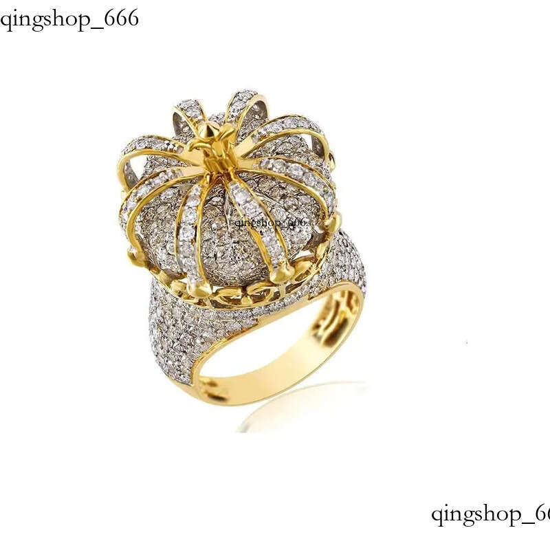 Men Rings Design Engraved Round Cut 4ct Moissanite Hip Hop Sier 10k 14k Gold 3D Iced Out Crown Ring 2f 2a 2c