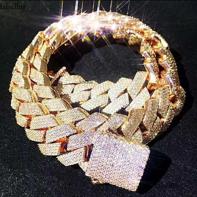 Necklace Moissanite designer sier rose gold iced out pass dia tester pendant Sterling Vvs cuban link chain 0c