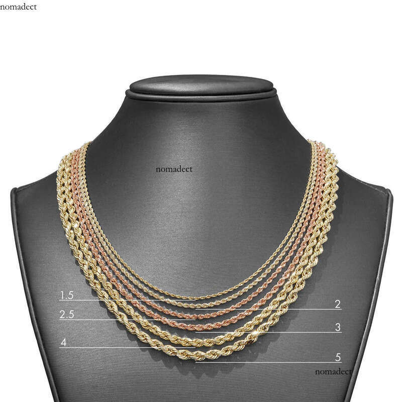 Real 10K 14K Solid Gold Rope Chains For Men Hip Hop Necklace yxz c3