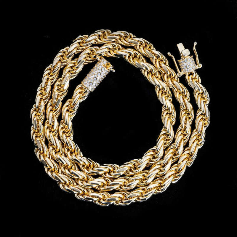 Ready to Ship 6mm Hip Hop Man Necklace Sterg Sier Iced Out Vvs1 Moissanite Dia Lock Gold Rope Chain 09