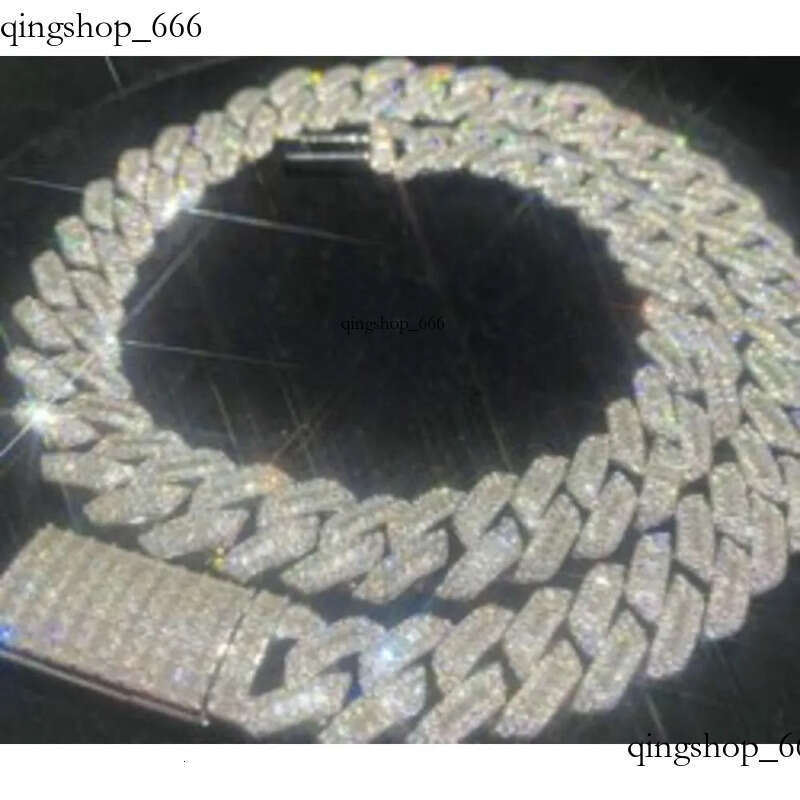 necklace moissanite Selling 15mmT square sier inset Moissanite hip hop Cuban Mai Ah secret chain simulation drill collar f4