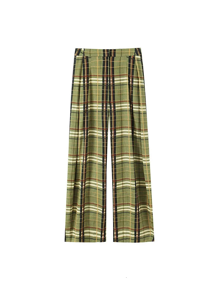 Womens 2025 Pants Checkered Loose for Women Commuting Straight Tube Simple Female Streetwear Casual Trousers 250930