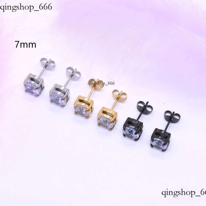 Stainless Steel Four-Prong Inlaid Zircon Crystal Simple Personality Small Earrings 56