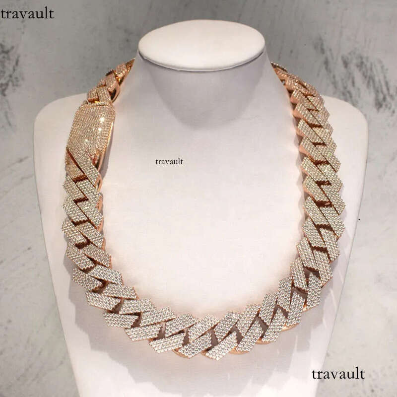 Buss Down Thicker 22mm Heavy Solid Sterling Sier Iced Out Moissanite Cuban Link Chain