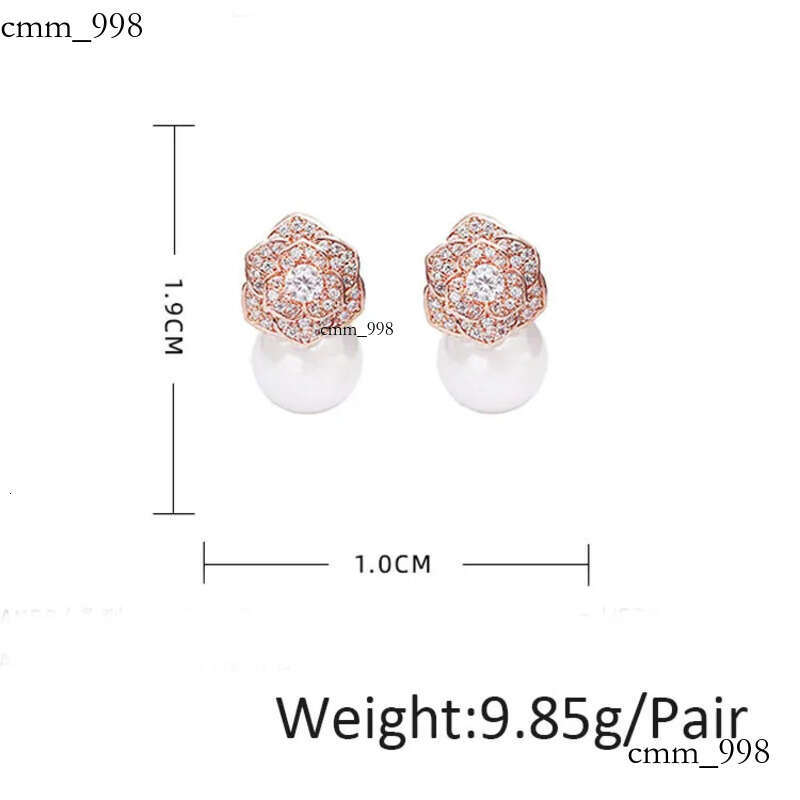 Elegant Freshwater Camellia Flower Earrings for Women Dia Zircon Stud Ball Pearl Earring Fashion Wedding Jewelry Nice Gift