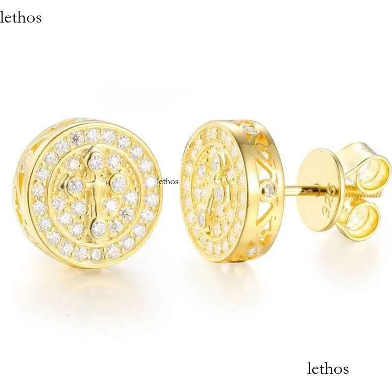 Top Selg Pass Dia Tester Fine Jewelry Sier Cross VVS Moissanite Stud Earrings for Men Women Gift 0a