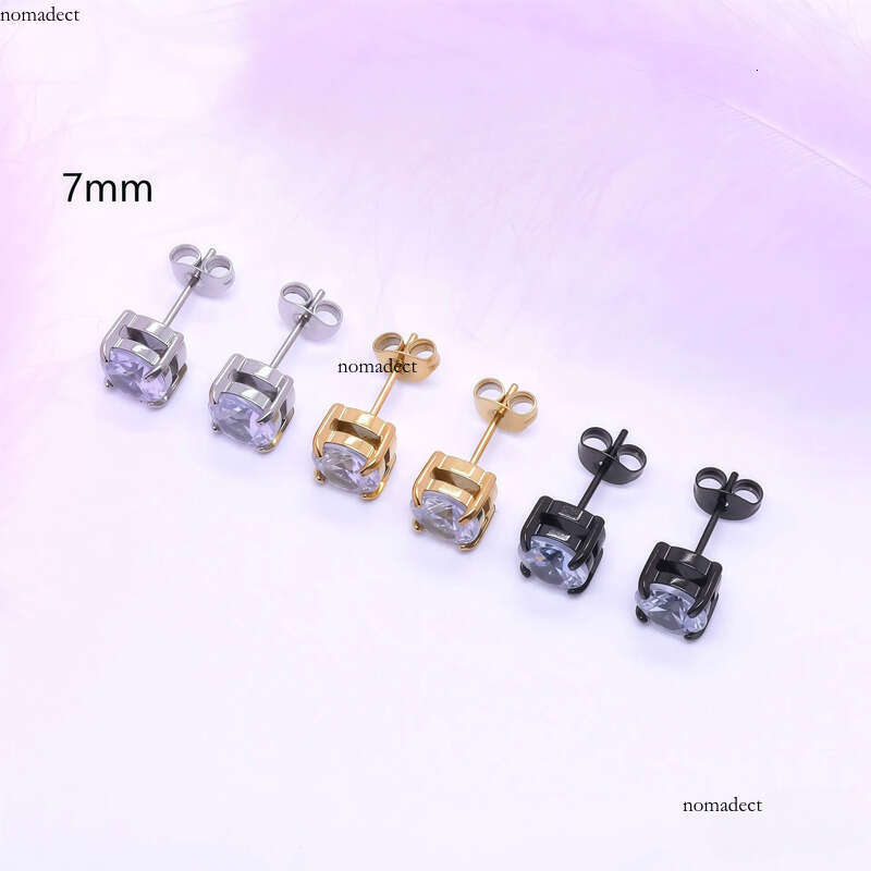 Stainless Steel Four-Prong Inlaid Zircon Crystal Simple Personality Small Earrings 01