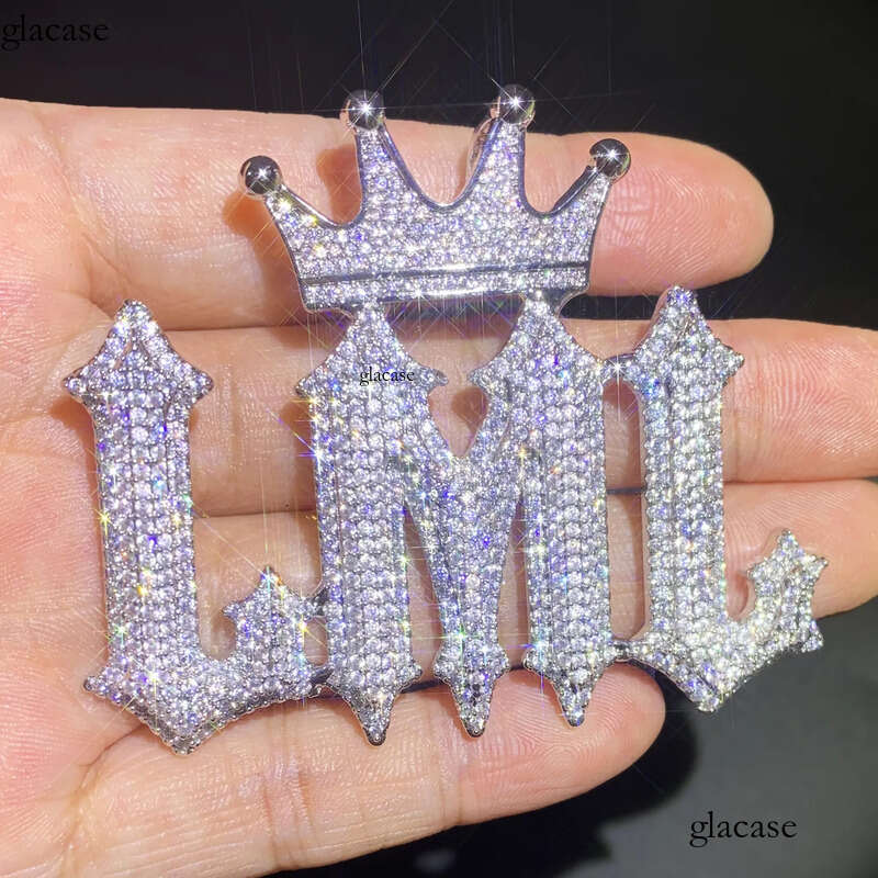 DIY Custom A-Z Burr Letters Name Pendant Necklace TopBling 5A Zircon Crown Clasp Jewelry d3