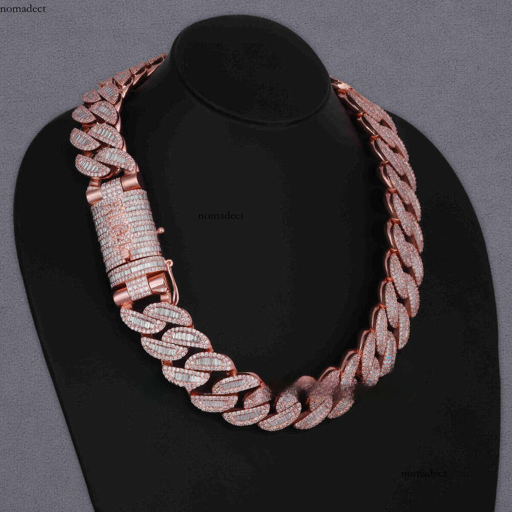 Custom Jewelry Crafted With Luxurious Sier VVS Clarity Moissanite Sparkling Brilliance Dia Cuban Chain ff