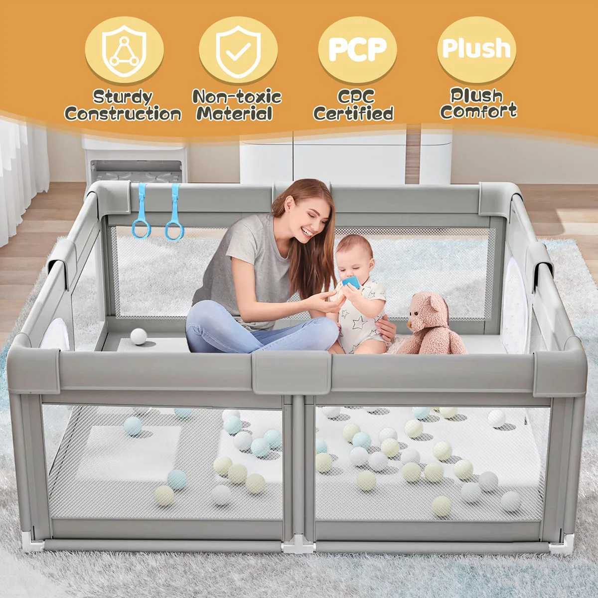150CM Baby Playground Baby Toddler Playpen Thickened Steel Pipe Cloth Anticollision Playpen Baby Playpen C250929