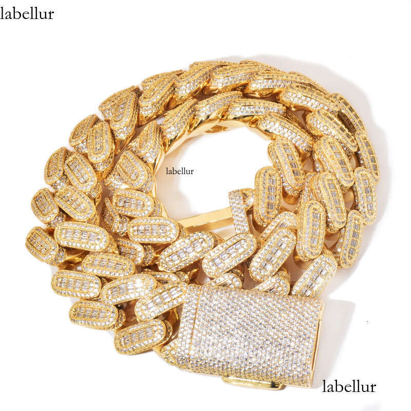 moissanite cuban chain Big Heavy Mens Necklace iced Vvs Moissanite Baguette Dia Hip Hop Iced Out man necklace 3f