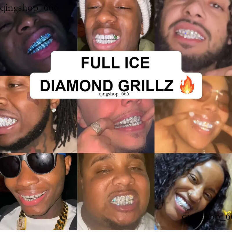 Pass Dia Tester Princess Cut Custom Moissanite Grillz Hiphop Jewelry Sier Gold Iced Out Dental Grills for Teeth 53