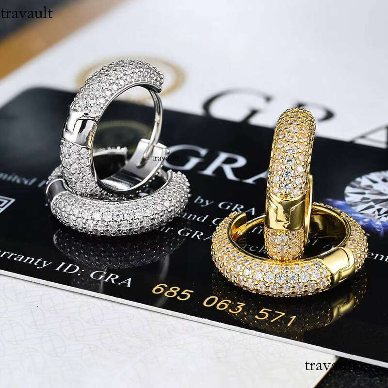 Luxurious Simple Boutique Jewelry Shiny Iced Out VVS Sterling Sier Moissanite Unisex Earrings