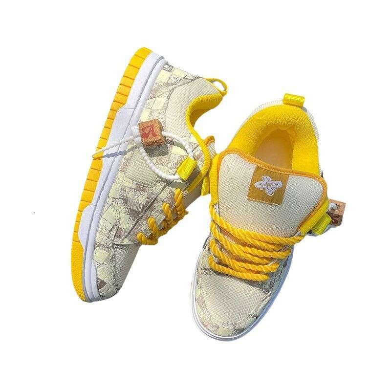 Light Luxury Plus Size Couple Style Internet Celebrity Casual Men's Shoes Thickened Lemon Yellow Loafers Trendy Sneakers 25 81