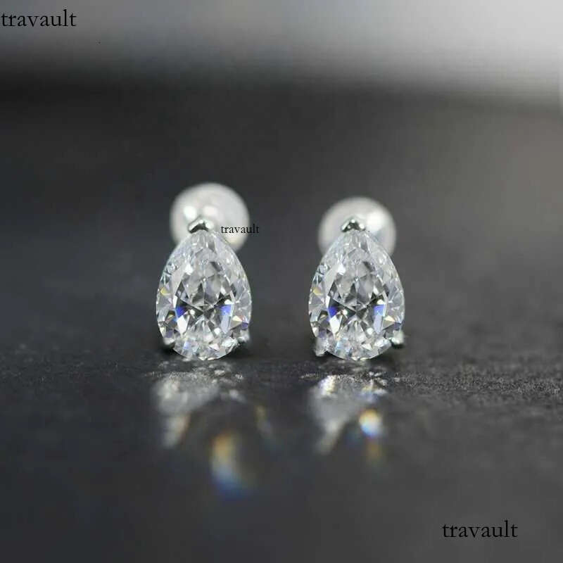 Zuanfa Best Selling Jewelry 1ct-3ct d Lab Pear Moissanite Dia Popular Sterling Sier Mens Stud Earrings