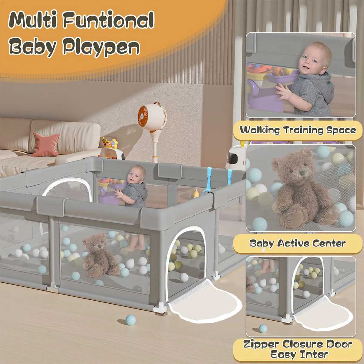 150CM Baby Playground Baby Toddler Playpen Thickened Steel Pipe Cloth Anticollision Playpen Baby Playpen C250929