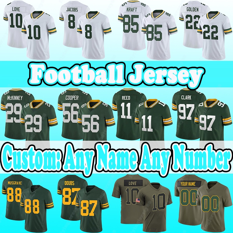 2025 New Football Jerseys 85 Tucker Kraft 10 Love 8 Josh Jacobs 87 Romeo Doubs 90 Lukas Van Ness 9 Christian Watson 2 Malik Willis 24 Carrington Valentine 7 Quay Walker