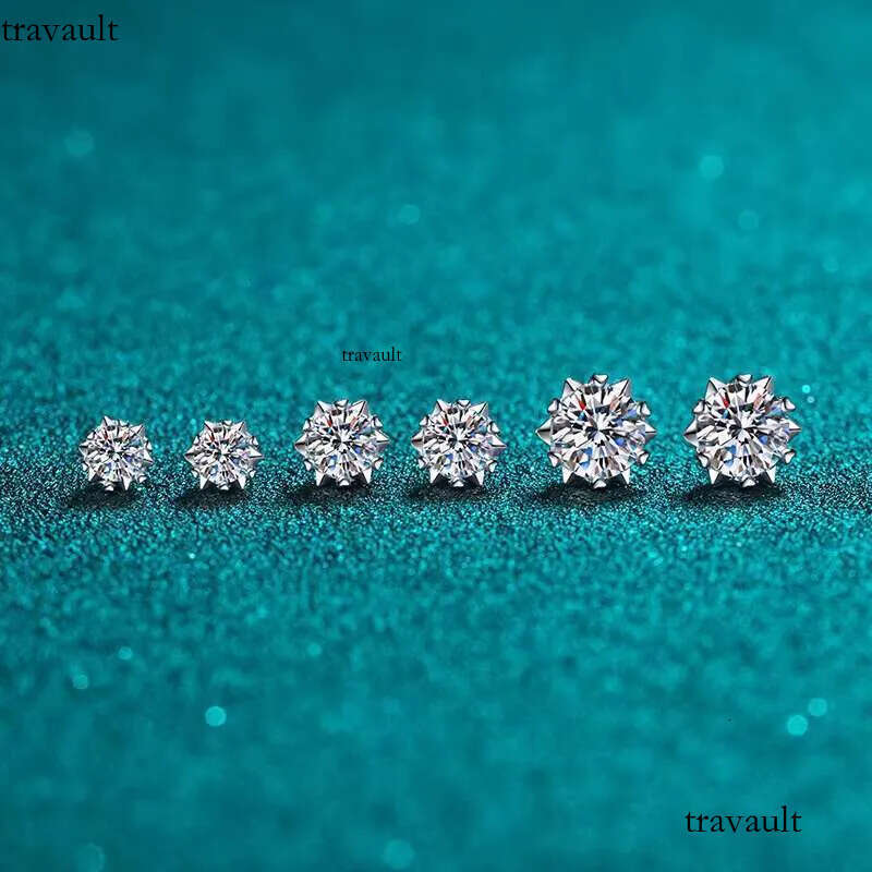 DHCollections Moissanite Stud Earrings Sterling Sier Snowflake Design Passed Dia Test 0.5-2 Ct Perfect Cut for Women Men Hypoallergenic Jewellery Pair