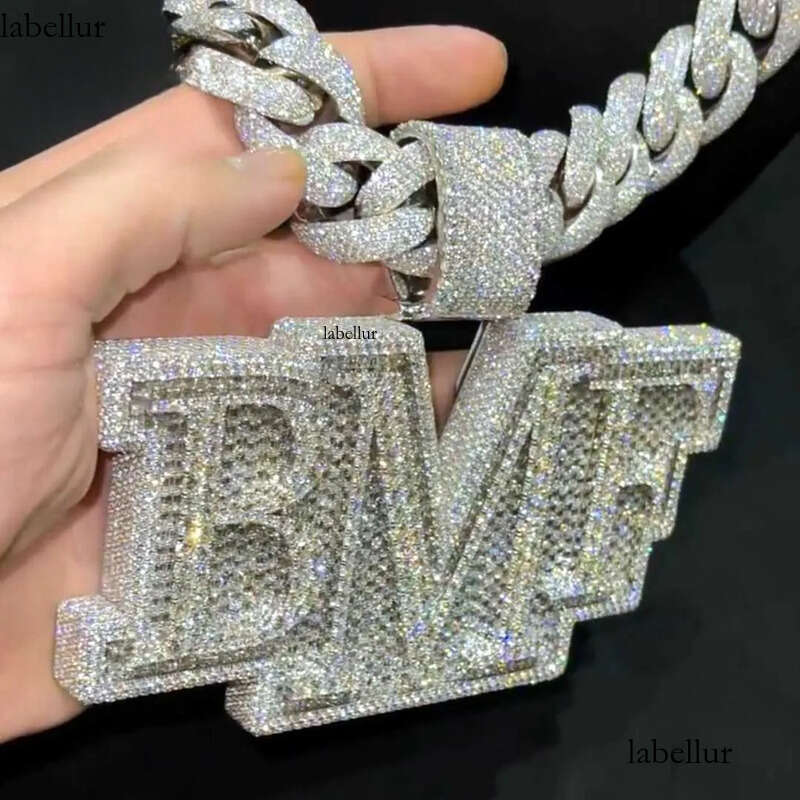 Custom 3 Width Hip Hop Iced Out Fine Jewelry Micro Pave d Color Letter Pendant 8c