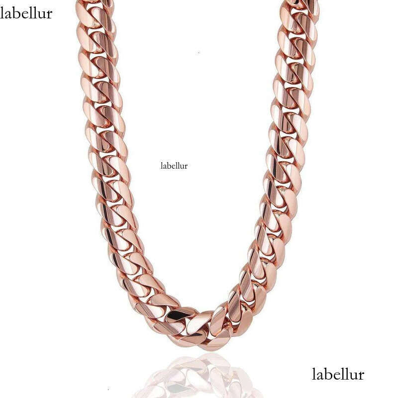 necklace moissanite chain Wholesale Stainless Steel Mens Link Necklace 14k Rose Gold Thick Miami Cuban Chain 58